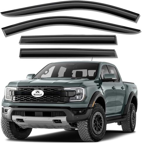 ROMAL Window Visor Rain Guards for Nissan Titan Crew Cab 2017-2023, Nissan Titan XD Crew Cab 2016-2023 – Outside Mount Rain Guards for Truck - Extra Durable Window Deflectors - Set of 4 in Kuwait