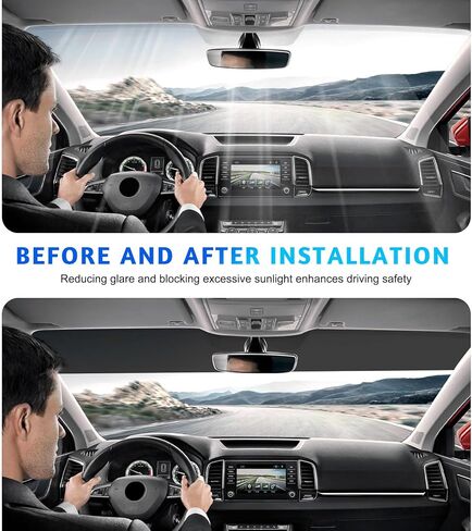 Sun Walker Car Windshield Tint Strip, 5% VLT Auto Window Banner Sticker for Blocking Light & Reducing Glare, Heat & UV Protection Front Windscreen Sun Strip Tint for Cars Trucks SUVs in Kuwait