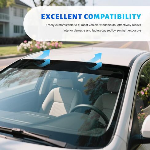 Sun Walker Car Windshield Tint Strip, 5% VLT Auto Window Banner Sticker for Blocking Light & Reducing Glare, Heat & UV Protection Front Windscreen Sun Strip Tint for Cars Trucks SUVs in Kuwait