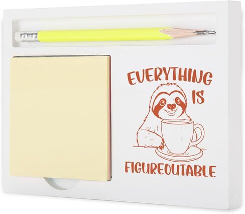 Inspirational Everything is Figureoutable Sloth Note Holder, Cute Motivation Desk Organizer for Teacher Coworker Friend, Encouragement Gift for Office School Home Note Pad Holders KBB01 in Kuwait