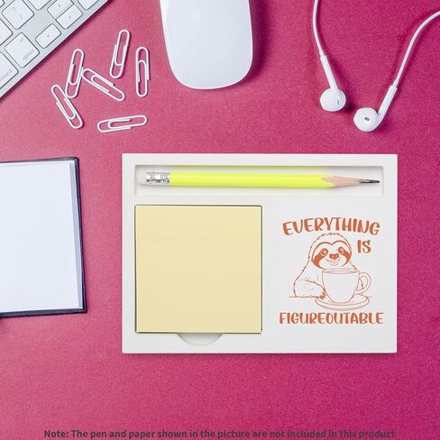 Inspirational Everything is Figureoutable Sloth Note Holder, Cute Motivation Desk Organizer for Teacher Coworker Friend, Encouragement Gift for Office School Home Note Pad Holders KBB01 in Kuwait