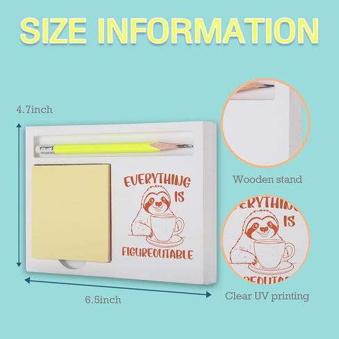 Inspirational Everything is Figureoutable Sloth Note Holder, Cute Motivation Desk Organizer for Teacher Coworker Friend, Encouragement Gift for Office School Home Note Pad Holders KBB01 in Kuwait