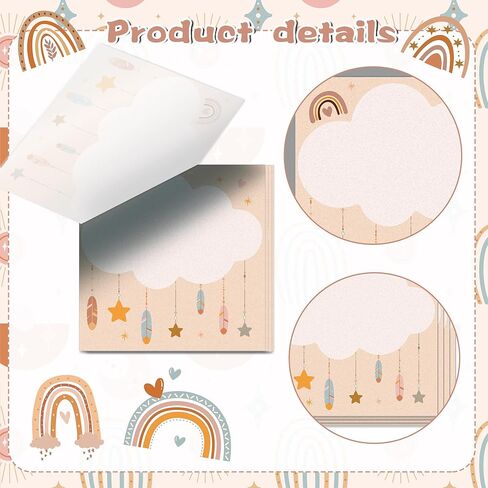 12 Pads Boho Sticky Notes 3x3 Inch Cute Self Stick Notepads Adhesive Memo Pads 240 Sheets Lined Blank Dotted Designs Office Supplies for School Teacher Meeting Reminder Note Taking Daily Planning Desk in Saudi Arabia