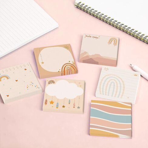 12 Pads Boho Sticky Notes 3x3 Inch Cute Self Stick Notepads Adhesive Memo Pads 240 Sheets Lined Blank Dotted Designs Office Supplies for School Teacher Meeting Reminder Note Taking Daily Planning Desk in Saudi Arabia