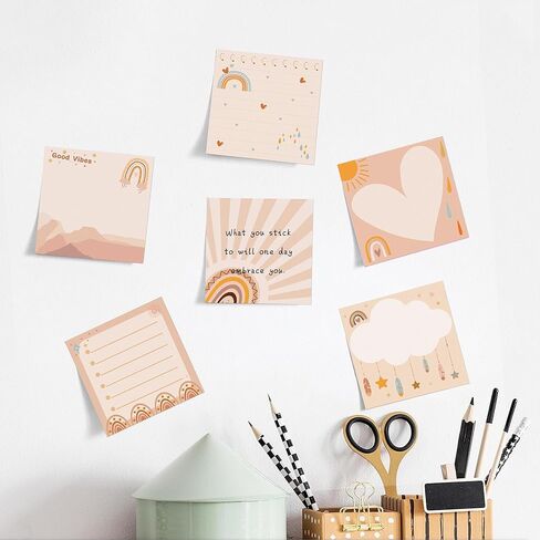 12 Pads Boho Sticky Notes 3x3 Inch Cute Self Stick Notepads Adhesive Memo Pads 240 Sheets Lined Blank Dotted Designs Office Supplies for School Teacher Meeting Reminder Note Taking Daily Planning Desk in Saudi Arabia