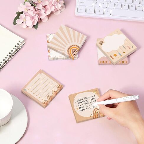 12 Pads Boho Sticky Notes 3x3 Inch Cute Self Stick Notepads Adhesive Memo Pads 240 Sheets Lined Blank Dotted Designs Office Supplies for School Teacher Meeting Reminder Note Taking Daily Planning Desk in Saudi Arabia