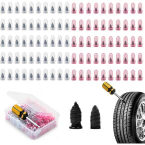 100 PCS Tire Repair Rubber Nail, Vacuum Tire Repair Kits Spiral Rubber Screws, Fast Self-Service Tool for Car, Truck, Motorcycle, Tractor Tire Puncture Repair, with Storage Box and Screwdriver in Saudi Arabia