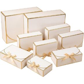 Bekecidi 12Pack Mixed Size Gift Boxes, Small Medium Large White Gift Box Set with Ribbons & Lids, Gift Boxes Bulk for Wedding, Birthday, Bridesmaid Proposal Box, Party Favors, Gifts Packaging in Saudi Arabia