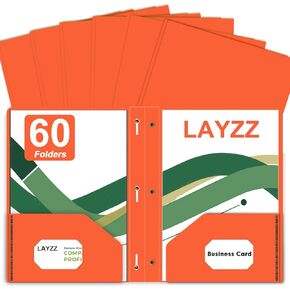 Two Pocket Folders with Prongs, LAYZZ 60 Pack Poly Plastic Folders, Heavy Duty Plastic Folders with Pockets and Prongs, Letter Size, for Offices and Schools (Green) in Saudi Arabia