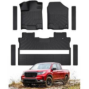 All-Weather TPE Floor Mats & Door Sill Guards for Honda Ridgeline Crew Cab 2017–2026, Custom Fit Full Coverage Floor Liners with 4 Door Sill Protectors, Non-Slip Waterproof Accessories in Kuwait