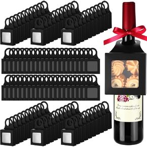 wearage 100 Pcs Kraft Paper Wine Bottle Gift Boxes with Window, Foldable Wine Bottle Empty Gift Boxes with Hanger and Ribbon for Candy Valentines Christmas Wedding Parties Favor(White) in Saudi Arabia