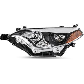 مجموعة المصابيح الأمامية SOCKIR مناسبة لـ 2014 2015 2016 Toyota Corolla Base/CE/C/LE Eco/LE/L/S Plus/S/Sedan، جهاز عرض LED ذو 4 أبواب بديل للمصابيح الأمامية غطاء أسود مع عاكس كهرماني in Kuwait