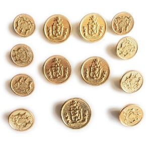 Crest Gold Buttons Set for,Blazer, Uniform, Military, Dress,Coats and Sport Coats 13pc. (5 pc.3/4'' inch (19mm)) in Saudi Arabia