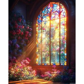 AUKVLZS Paint by Numbers, Stained Glass Window Catching Rainbow Light, Adult Crafts Adult Paint by Number Kits, Arts Crafts for Home Decor (No Frame, 16x20 inch) in Kuwait