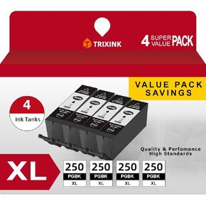 خراطيش حبر PGI-250XL PGBK متوافقة مع حبر Canon 250XL الأسود، 4 عبوات لـ PIXMA MX922 MX920 iX6820 iP8720 MG7520 MG6620، 4 PGBK in Kuwait
