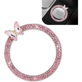hinestone Crystal Car Buttons and Knobs Ring, Key Ignition Starter & Knob Sticker, Push to Start Button Decorative Sticker for Girl and Women (Purple) in Saudi Arabia