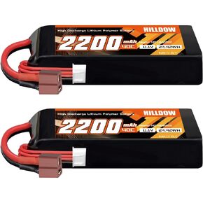 Hilldow 2200mAh RC Battery 3S 40C 11.1V Lipo Battery Soft Case with T Plug Connector for Drone Airplane Quadcopter Helicopter RC Car Truck Vehicles FPV RC Hobby Models (2 Packs) in Saudi Arabia