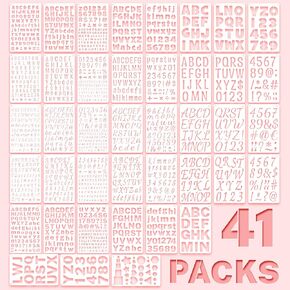 41Pcs Letter Stencils Reusable 1/2,3/4,1,5/4,2Inch Small Plastic Templates for Scrapbook 5 Font Alphabet Number Shape Stencils for Painting Art Crafts Drawing Journal Notebook Fabric Home Decor in Saudi Arabia