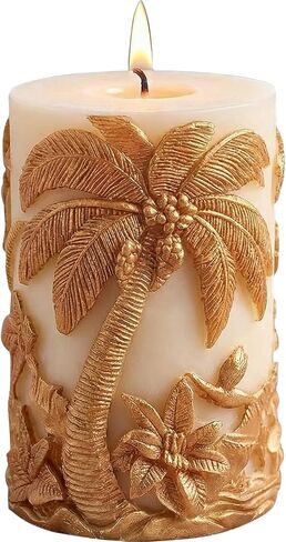 Coconut Tree Cylinder Candle Mold Coconut Tree Pillar Resin Casting Silicone Molds for Candles Making Aromatherapy Candles Wax Polymer Clay Home Decoration in Saudi Arabia