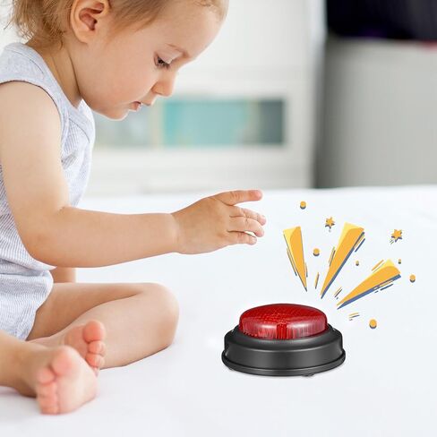 Garneck Red Illuminated Sound Buzzer Button Plastic 1 Pack for Team Building Events Competitions - Light & Alarm Effects: Trivia Game Party in Kuwait