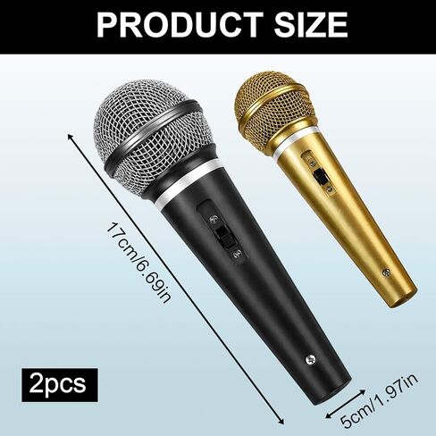 Fake Microphone, Toy Microphone Set for Play, Microphone Prop for Stage Performance, Fake Microphones with Black and Gold Colors in Saudi Arabia