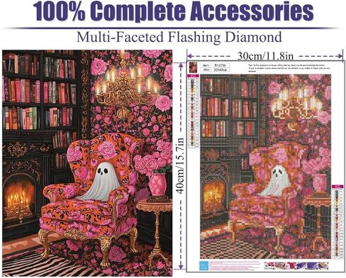 pchmcu 6 Pack Halloween Diamond Art Kits for Adults, 5D DIY Cute Ghost Flowers Diamond Painting Kits for Room Bedroom Living Room Bathroom Wall Decor 12x16 Inch in Saudi Arabia