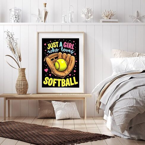 IORIOR Diamond Art Kits for Adults - Loves Softball Glove Ball 5D Dimond Painting Kits for Adults Beginner, No Frame Round Diamond Kits for Home Wall Decor 12 X 16 Inch in Kuwait