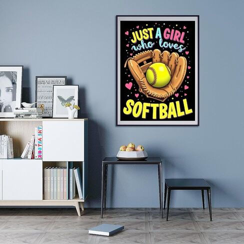 IORIOR Diamond Art Kits for Adults - Loves Softball Glove Ball 5D Dimond Painting Kits for Adults Beginner, No Frame Round Diamond Kits for Home Wall Decor 12 X 16 Inch in Kuwait