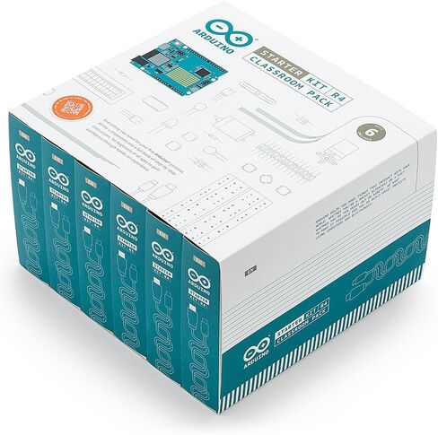 Arduino Starter Kit R4 Classroom Pack [K000007_R4-6P] (Bundle of 6) – Comprehensive STEM Education Kit for Schools – Includes UNO R4 WiFi Boards, 13 Guided Projects, and 6 Certification Vouchers in Kuwait
