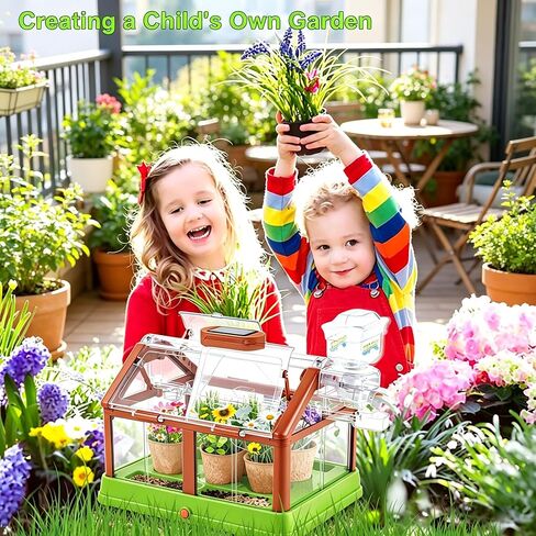 مجموعة أدوات زراعة النباتات للأطفال من EXBEPE، مجموعة زراعة الدفيئة، مجموعة Terrarium Kit للأطفال، لعبة البستنة النباتية التعليمية DIY، الدفيئة الحية مع لوحة شمسية، مجموعة البستنة الداخلية in Kuwait
