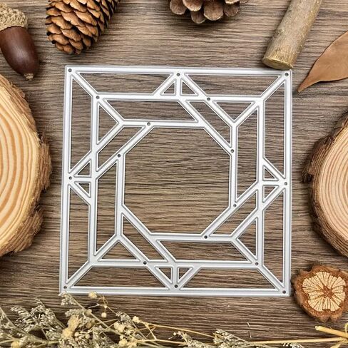 Christmas Geometric Square Diamond Metal Die Cuts,Flower Branch Leaf Cutting Dies Cut Stencils for DIY Scrapbooking Album Decorative Embossing Paper Dies Card Making in Kuwait