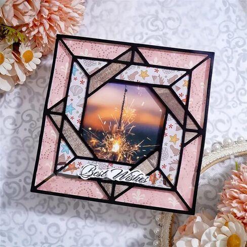 Christmas Geometric Square Diamond Metal Die Cuts,Flower Branch Leaf Cutting Dies Cut Stencils for DIY Scrapbooking Album Decorative Embossing Paper Dies Card Making in Kuwait
