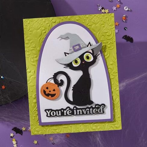 Halloween Hat Cat Metal Cutting Die Cuts, Halloween Cat Embossing Stencils DIY Crafts Cards Cutting Dies Cuts for DIY Embossing Card Making Photo Decorative Paper Dies Scrapbooking in Saudi Arabia