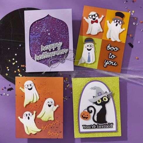 Halloween Hat Cat Metal Cutting Die Cuts, Halloween Cat Embossing Stencils DIY Crafts Cards Cutting Dies Cuts for DIY Embossing Card Making Photo Decorative Paper Dies Scrapbooking in Saudi Arabia