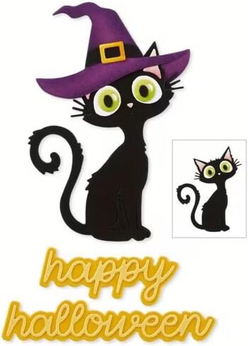 Halloween Hat Cat Metal Cutting Die Cuts, Halloween Cat Embossing Stencils DIY Crafts Cards Cutting Dies Cuts for DIY Embossing Card Making Photo Decorative Paper Dies Scrapbooking in Saudi Arabia