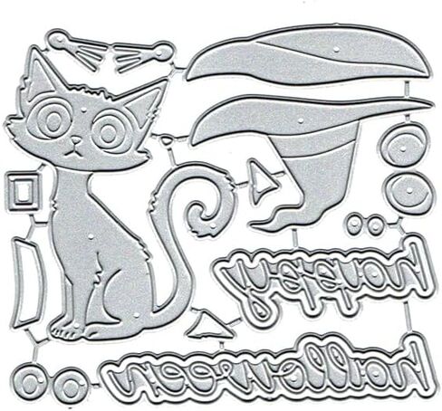 Halloween Hat Cat Metal Cutting Die Cuts, Halloween Cat Embossing Stencils DIY Crafts Cards Cutting Dies Cuts for DIY Embossing Card Making Photo Decorative Paper Dies Scrapbooking in Saudi Arabia