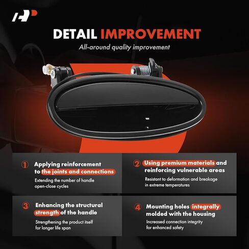 A-Premium Front or Rear Right Passenger Side Exterior Door Handle Compatible with Chevrolet Impala 2000-2005, Monte Carlo 2004-2005 & Buick Regal 2003-2004, Century & Pontiac Grand Prix, Smooth Black in Kuwait