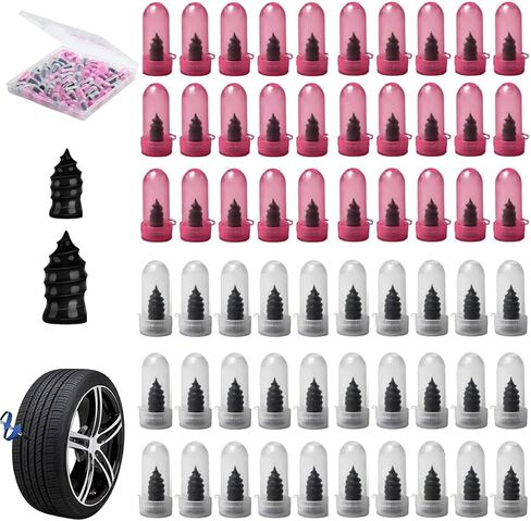 Kzoom 60PCS Tire Screw Plug Repair Kit,Self-Service Tire Repair Kit for Quick Repairs, Self-Service Tire Repair Rubber Nail Kit for Patching Punctures in Vacuum Tires of Cars, Motorcycles in Saudi Arabia