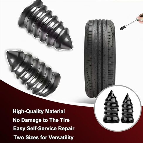 Kzoom 60PCS Tire Screw Plug Repair Kit,Self-Service Tire Repair Kit for Quick Repairs, Self-Service Tire Repair Rubber Nail Kit for Patching Punctures in Vacuum Tires of Cars, Motorcycles in Saudi Arabia