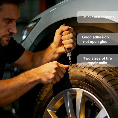 Kzoom 60PCS Tire Screw Plug Repair Kit,Self-Service Tire Repair Kit for Quick Repairs, Self-Service Tire Repair Rubber Nail Kit for Patching Punctures in Vacuum Tires of Cars, Motorcycles in Saudi Arabia