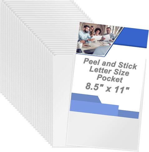 10 Pack Clear Adhesive Pockets 8.5" x 11" Letter Size Peel Stick Sheet Protectors Top with Open Self-Stick Display Pockets for School Office Storage Labels Index Cards Cabinets & Bins in Saudi Arabia