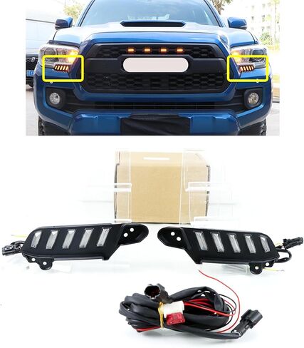 LED Front Side Marker Light DRL Fog Lamp Fit for 2016-2023 Toyota Tacoma Daytime Running Light with White/Amber Sequential Turn Signal light Driving Light Headlight in Saudi Arabia