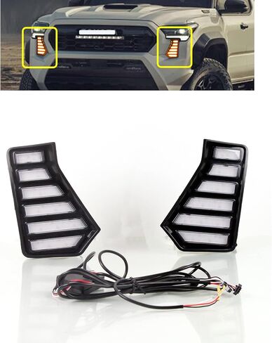 LED Front Side Marker Light DRL Fog Lamp Fit for 2016-2023 Toyota Tacoma Daytime Running Light with White/Amber Sequential Turn Signal light Driving Light Headlight in Saudi Arabia