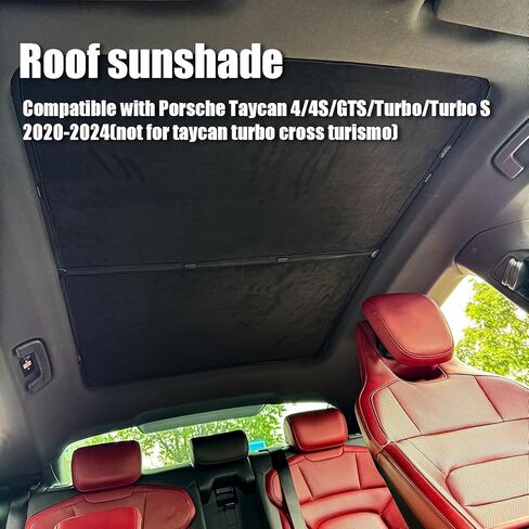 Glassroof Sunshade Compatible with Porsche Taycan 2020-2025[No Gaps, Never Sag],Upgrade Soft Suede Glass Sunroof Sun Shade Foldable Heat Insulation Shield (Black) in Kuwait