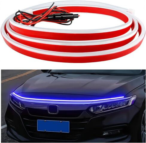 Car Hood Light Strip, 71 Inch 12V Flexible LED Vehicle Daytime Running Lamp with Dynamic Scan Startup Effect, Auto Engine Cover DRL Decoration Light, Universal for SUV Van Sedan (White) in Saudi Arabia