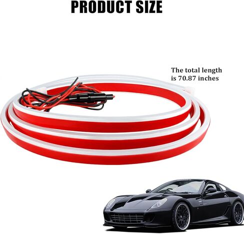 Car Hood Light Strip, 71 Inch 12V Flexible LED Vehicle Daytime Running Lamp with Dynamic Scan Startup Effect, Auto Engine Cover DRL Decoration Light, Universal for SUV Van Sedan (White) in Kuwait