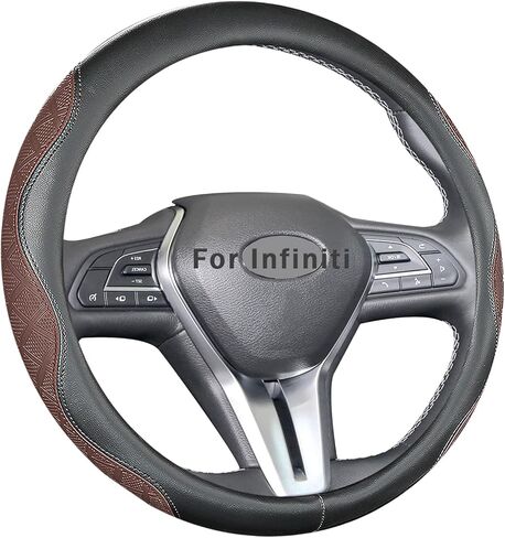 Custom-Fit for Infiniti Steering Wheel Cover, Leather Double Sided Car Steering Wheel Covers, Breathable Anti-Slip, for Infiniti Accessories (I-Black) in Kuwait