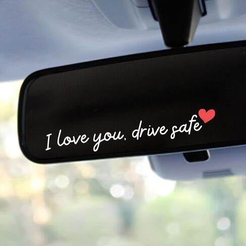 KATINAT 3X I Love You Drive Safe Mirror Sticker, Car Stickers for Women, Automotive Decals, Rear View Mirror Sticker, Stocking Stuffers for Women, Men, I Love You Gifts (ILUDS Black) in Saudi Arabia