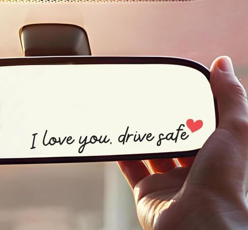 KATINAT 3X I Love You Drive Safe Mirror Sticker, Car Stickers for Women, Automotive Decals, Rear View Mirror Sticker, Stocking Stuffers for Women, Men, I Love You Gifts (ILUDS Black) in Kuwait