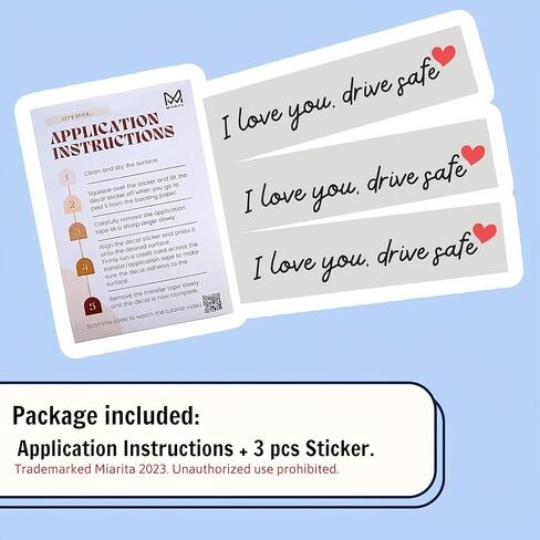 KATINAT 3X I Love You Drive Safe Mirror Sticker, Car Stickers for Women, Automotive Decals, Rear View Mirror Sticker, Stocking Stuffers for Women, Men, I Love You Gifts (ILUDS Black) in Kuwait